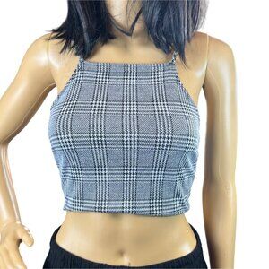 Fashion Nova‎ Womens Glen Plaid Noodle Strap Crop Top XS Academia Y2K Pop